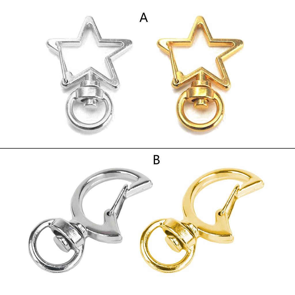 Star/Moon Spring Clasps Keychain DIY Accessories Metal Swivel Lobster Claw Clasps Alloy Material DIY Keychain Supplies
