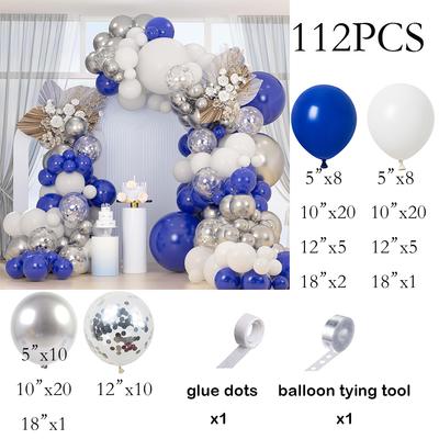 Royal Blue Balloons Arch Kir White Silver Confetti Balloon Garland Graduation Birthday Party Home Party Baby Shower Decoration