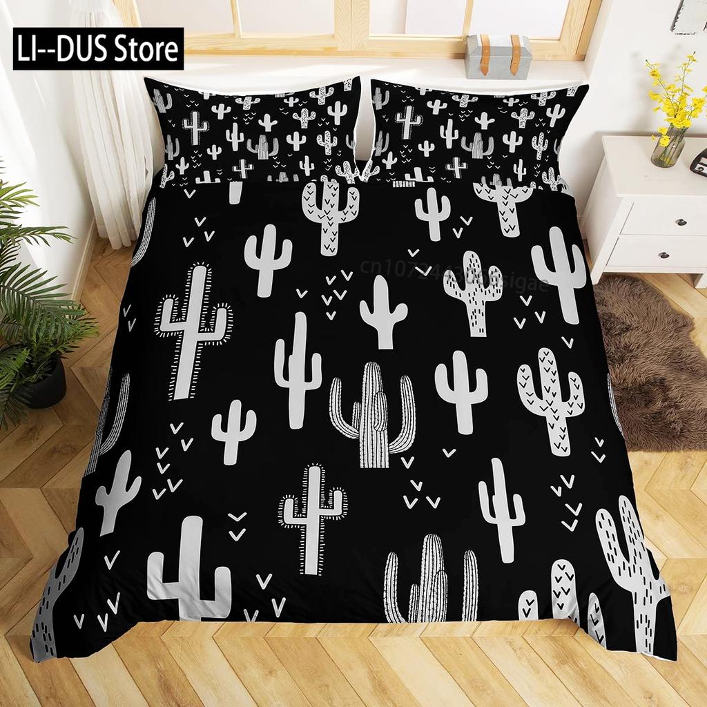 Cute Cactus Duvet Cover Bedding Set Comforter Cover for Children Girls Room Decor Boho Animal Quilt Cover Queen King Full Size