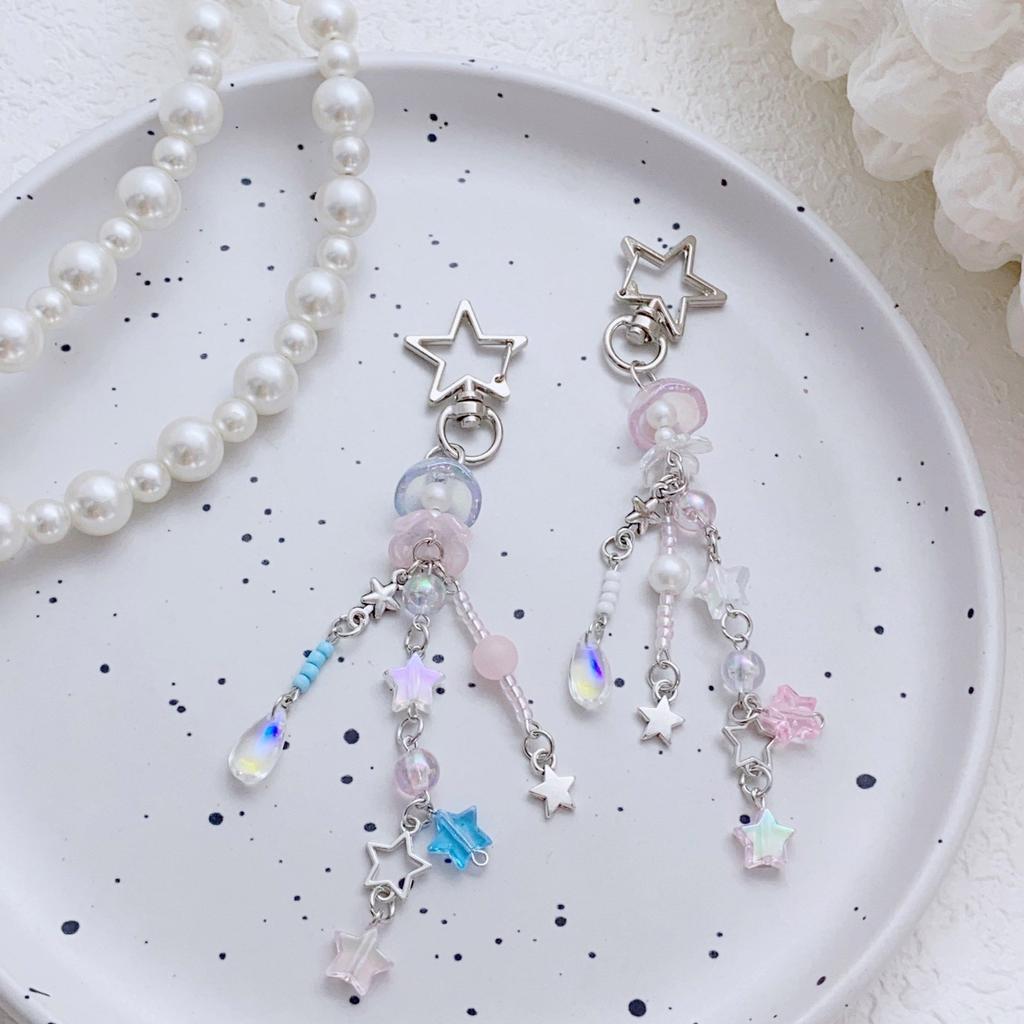 Multipurpose Star Blossom Beaded Phone Charm Strap Trendy Multiuse Keychain for Trendy Women Stylish Outfits Daily Use