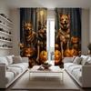 2-piece HD Moonlit Halloween jack-o '-lantern Wolf dog curtain Black tie digital printed curtain Home Decoration style Decoratio