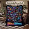 Mandala Theme Throw Blanket Custom Name Text Personalized Blanket Soft Cozy Blanket for Home Sofa Bed