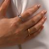 Youthway Cast Textured Fashion Stainless Steel Open Ring Waterproof Minimalist Statement Charm Jewelry Women