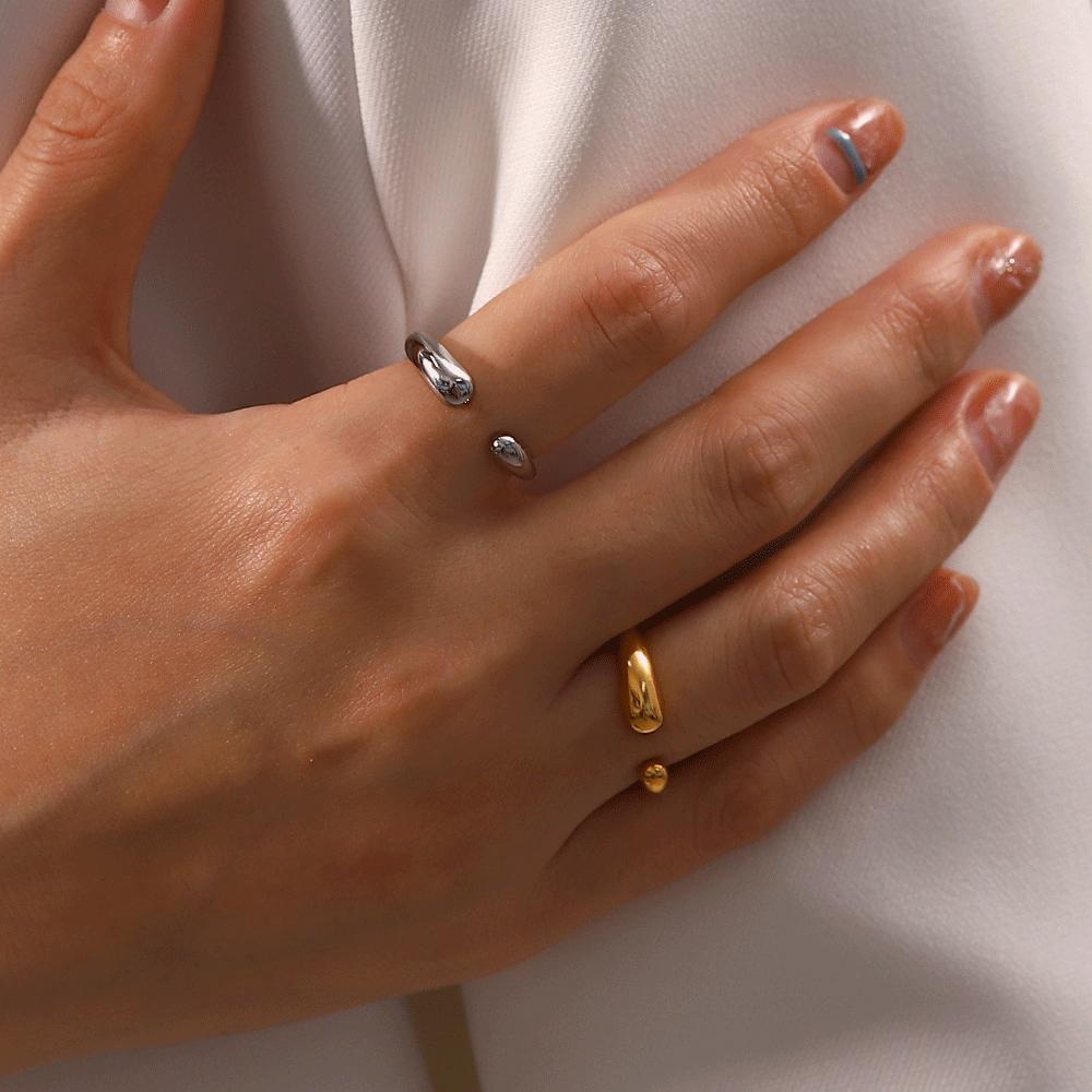 Youthway Cast Textured Fashion Stainless Steel Open Ring Waterproof Minimalist Statement Charm Jewelry Women