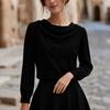 Women's Cowl Neck Long Sleeve Chiffon Blouse Color Top
