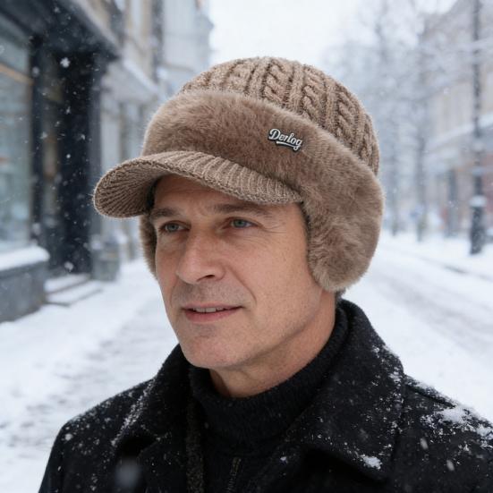 Knitted Hat with Ear Protection Moisture-Wicking Fabric Warm Breathable Design Soft Fleece Lining Sports Hat Winter Cold Weather Gear