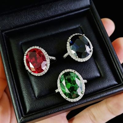 Customized Jewelry Jewelry Imitation 12 * 16 Coconut Round Ruby Sapphire Ring Luxury Dove Egg Ring Women