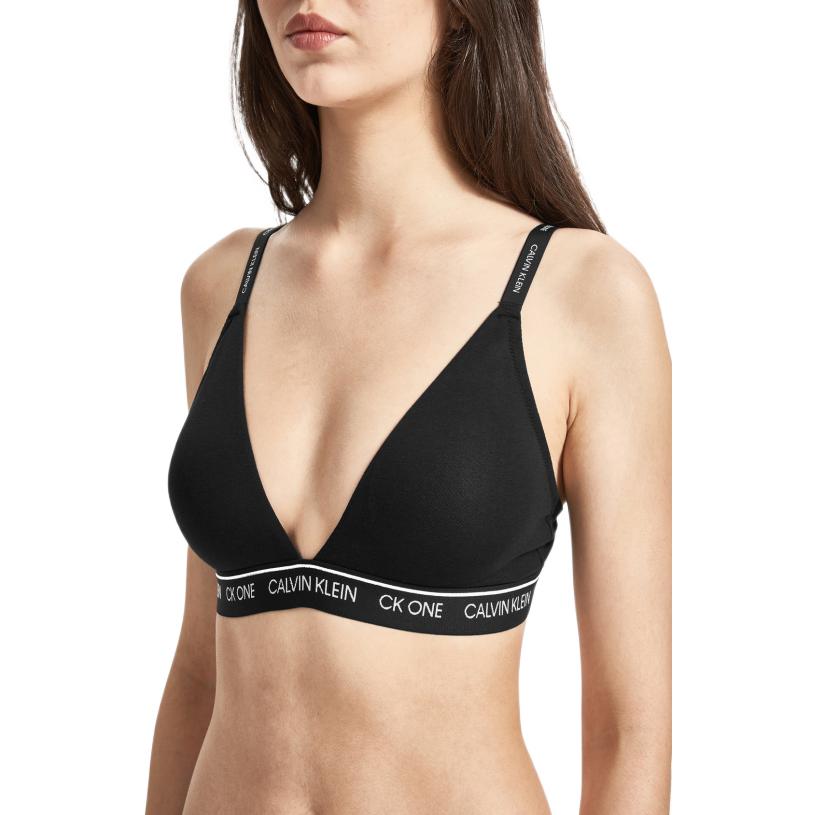 Calvin Klein Solid Logo Triangle Cup Bra Women underwear Black QF5730-001