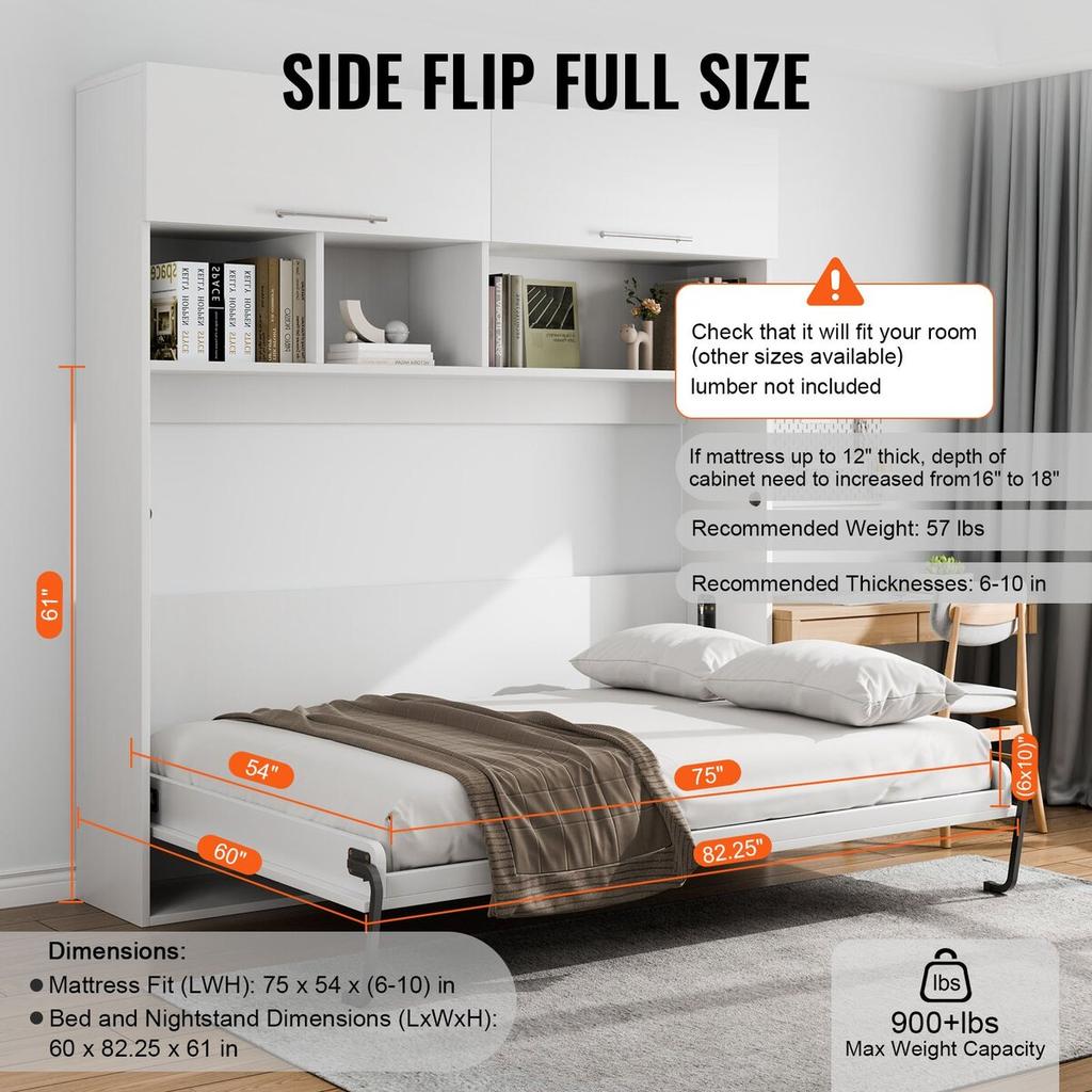 Murphy Bed Kit Queen Deluxe DIY Wall Bed Mechanical Hardware Kit Folding