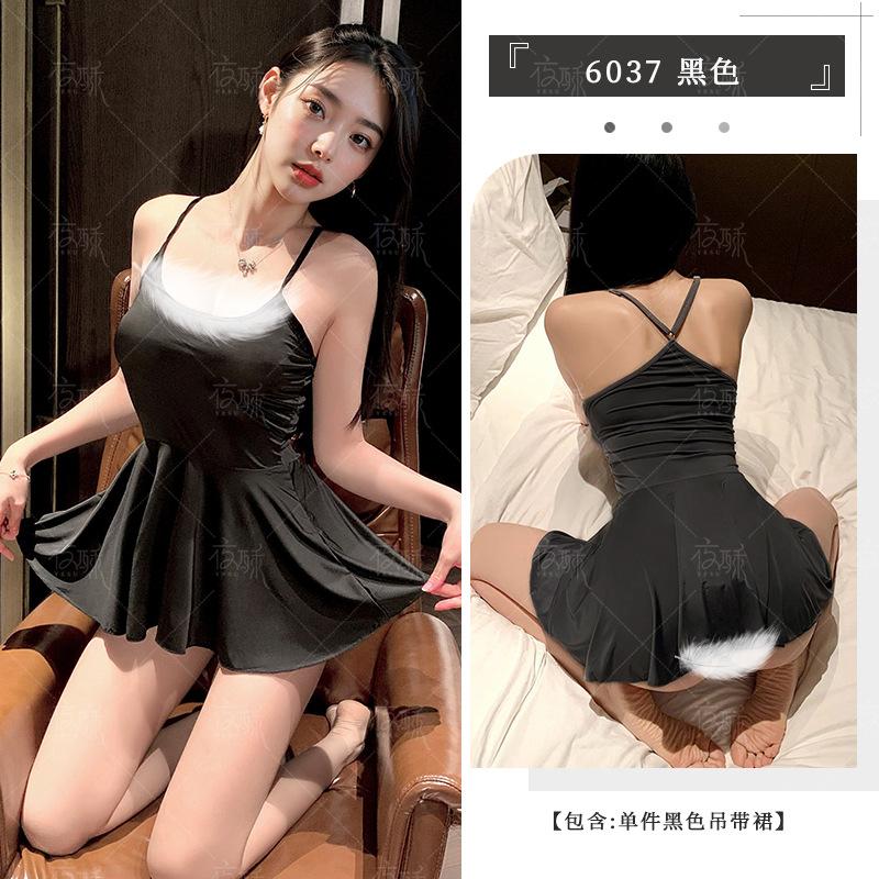 Sex Underwear Pajamas High Elastic Ice Silk Backless Sexy Hip Skirt Seduction Tights Suspender Dress