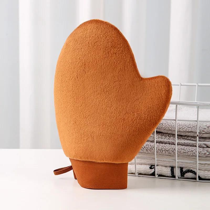 Body Lotion Glove Self-Tanning Mitt Double-Sided Prevents Sticky Hands Applicator Quick Dry Flocking Glove Makeup Applicato коричневый