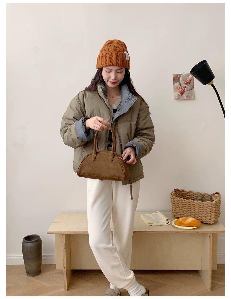 Winter Color Block Stand Collar Down Jacket - Korean Style Short & Thick Loose Fit Coat