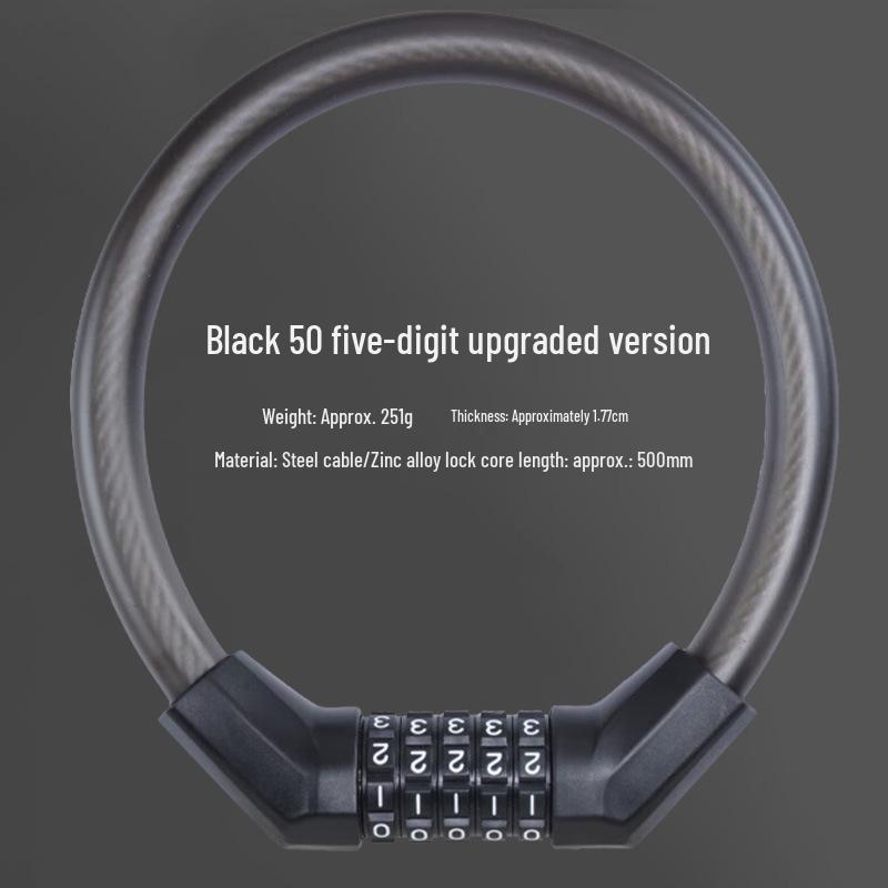 Portable Frosted Steel Cable Bicycle Lock with Anti-Theft Combination for Mountain Bikes and Electric Vehicles