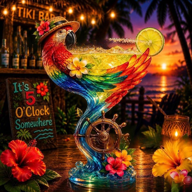 Tropical Drinkware Bird Design Margarita Glass Cocktail Cup Barware Gift