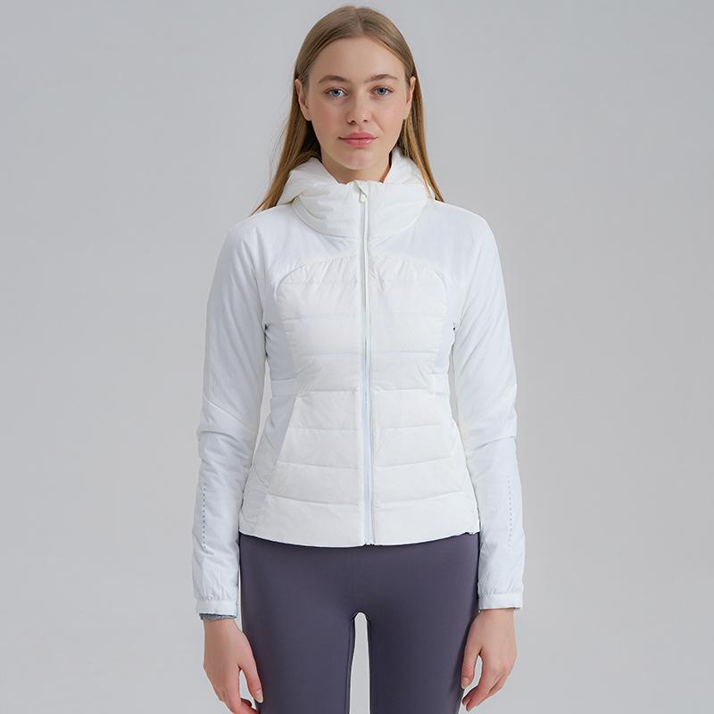 

New autumn and winter women s short sports down jacket high-end slim fit, light and warm running yoga jacket S