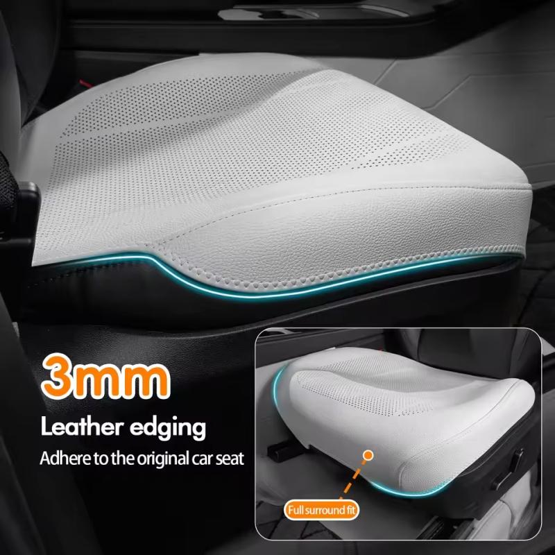 Car Seat Cushion For Tesla Model 3/Y Napa Leather Breathable Four-Season Universal Seat Cover Full-Inclusive Front Rear Seat Pad