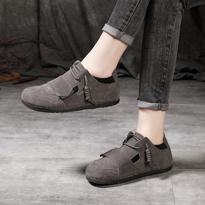 Spring and Autumn New Leather Soft-soled Ugly Cute Shoes Flat-soled Retro Single Shoes Women's Casual and Comfortable Women's Shoes