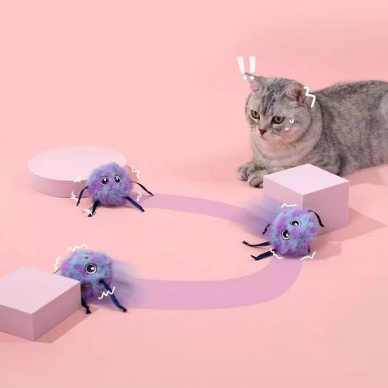 Cat Interactive Plush Ball Toy Smart Automatic Rolling Cartoon Ball Toy Indoor Cats Boredom Relief Self-Rolling Teaser Ball