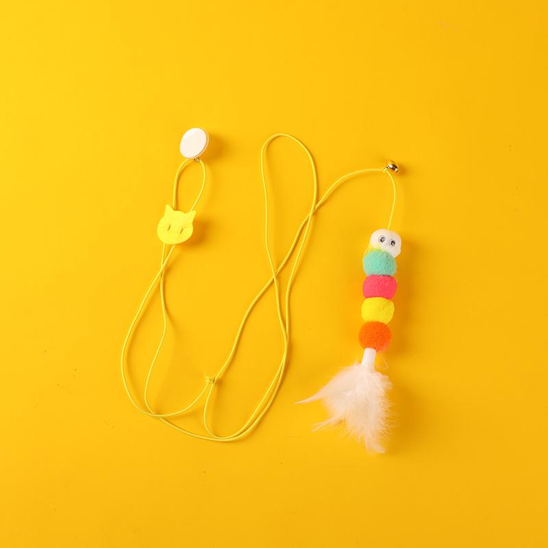 Hračka pro kočky na závěsné dveře: Elastické lano na hraní, mávátko pro hru o samotě, pro zmírnění nudy a zábavu odolnou proti kousání