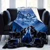 [Cozy Wolf Print Fleece Blanket] Soft Plush Flannel Fleece Blanket with Howling Wolves & Mountain Night Sky Design - All-Season