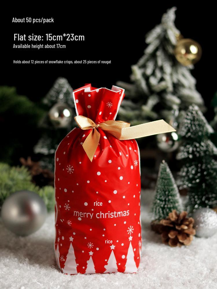 Christmas Gift Bag for Candy and Cookies - Kids' Drawstring Ribbon Bag