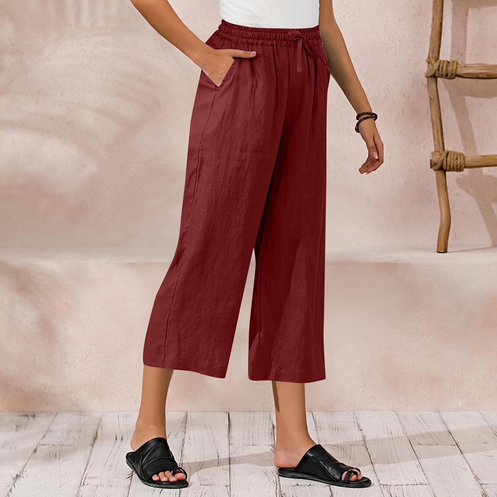 

Women s Loose Casual High Waisted Bow Elastic Waisted Checkered Shorts Casual Shortss XL винний