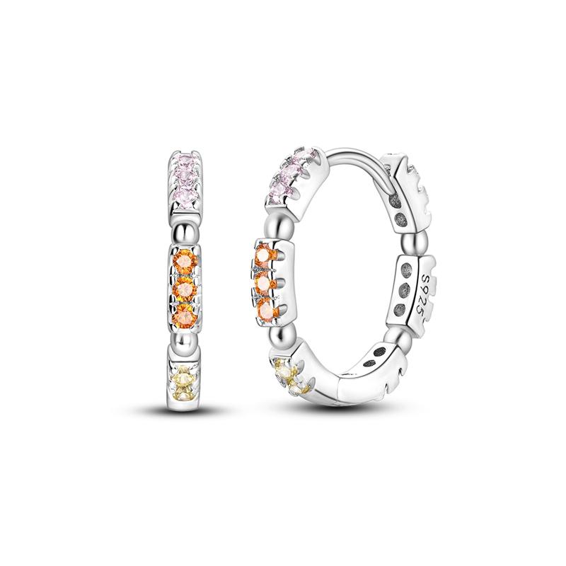 2024 Earrings For Women 925 Sterling Silver Colorful Double Hoop Earrings Fashion Birthday Party Wedding Engagement Jewelry