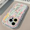Color Lines and Polka Dots for IPhone16promax Mobile Phone Case 14 for Apple Cream Feather Yarn All-inclusive 15/13/xr