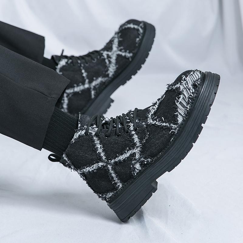 Fashion High top casual men's shoes Trendy  design styles Leisure Outdoor Party Daily Youth Office Plus Size Denim boots 38-45