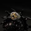 Retro Golden Vajra Adjustable Open Ring For Men Silver-plated Copper Gothic Punk Edgy Jewelry Tibetan Accessories Blessing Gift