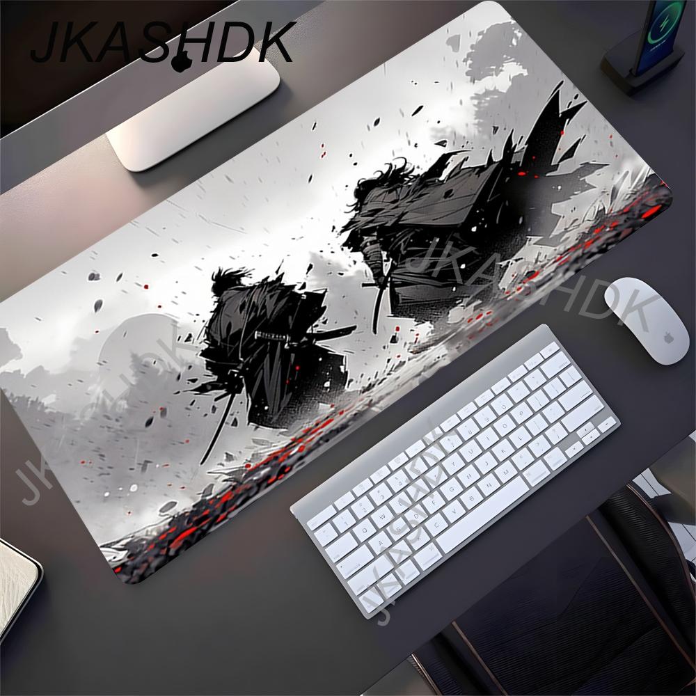 Game Mouse Pad Japanese Samurai Devil Mousepad Black Gamer Desk Mats Esports Mouse Pad Carpet Gaming Accessories Table Mat