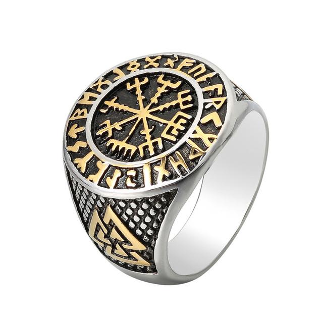 

Vintage Viking Compass Helm of Awe Ring Stainless Steel Men Nordic Ethnic Belief Aegishjalmur Viking Rings Jewelry Dropshipping 15