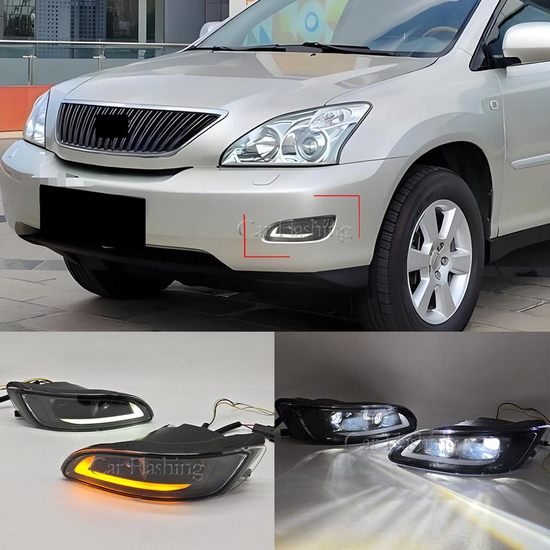 Car LED DRL Daylights For Lexus RX300 RX330 RX350 2003-2009 Harrier 2003-2006 with Turn Signal Daytime Running Light fog lamp