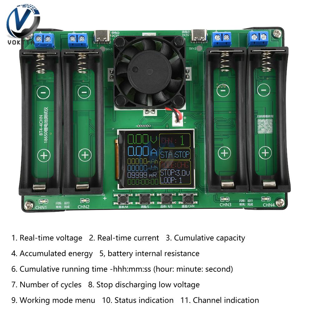 DC1V Battery Tester 1/1 Channel 18611 Lithium Battery Capacity Tester LCD Display Universal Spring Battery Holder Power Detector