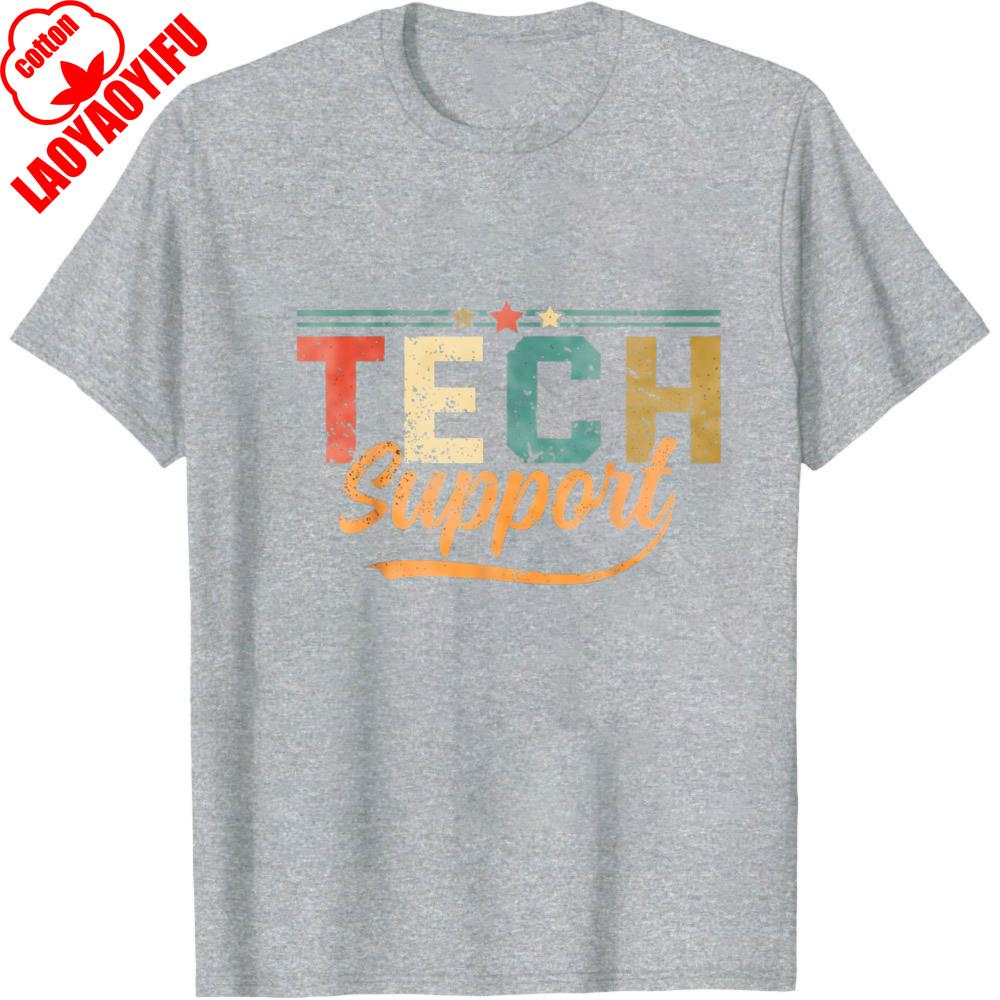 Tech Support Vintage Graphic Summer Men TShirt Cotton T Shirt Regular Fit Casual Gift for Tech Lovers Fashion Loose Tops