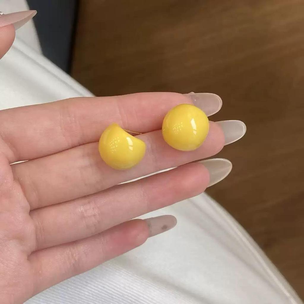 Dopamine Summer Solid Color Drip Oil Korean Style Stud Earrings - High-End, Versatile, Secure Fit for Women