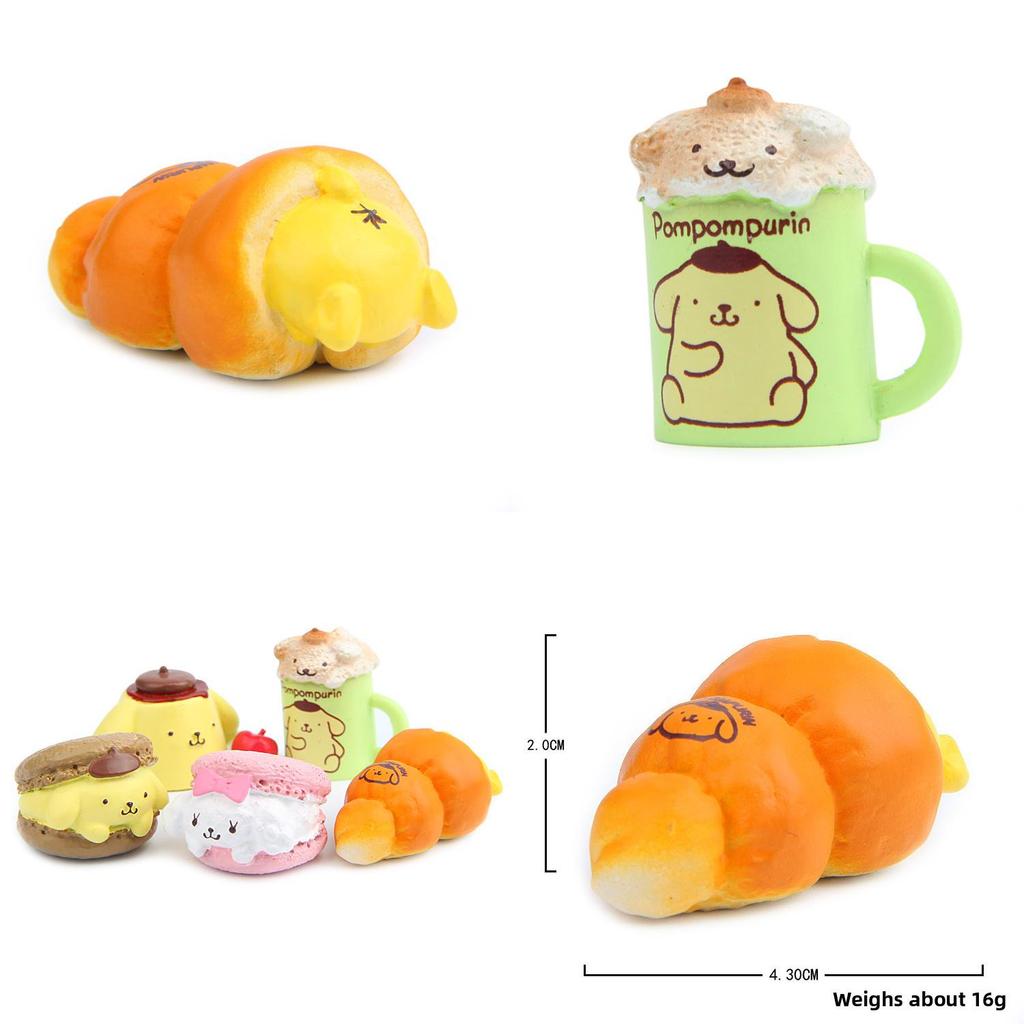 Foodthemed Resin Diorama With Cartoon Pompompurin Pudding And Burger Bread For Gift Decor