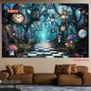 2D Flat Party Backdrop Banner - Dreamy Clock Forest Scene, Polyester Photo Background for Indoor & Outdoor Celebration