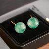 Natural African Jade 999 Sterling Silver Women's Earrings - High-End Green Ear Studs for Ear Care.