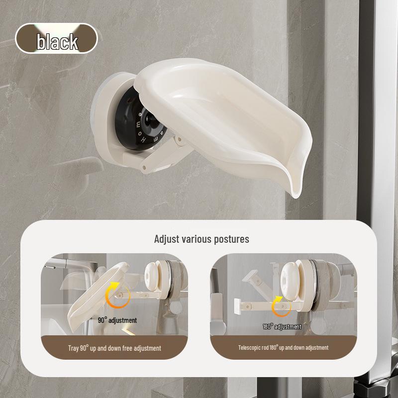 Punch-Free Swivel Soap Dish with Lid, Suction Cup Wall-Mounted Bathroom Holder