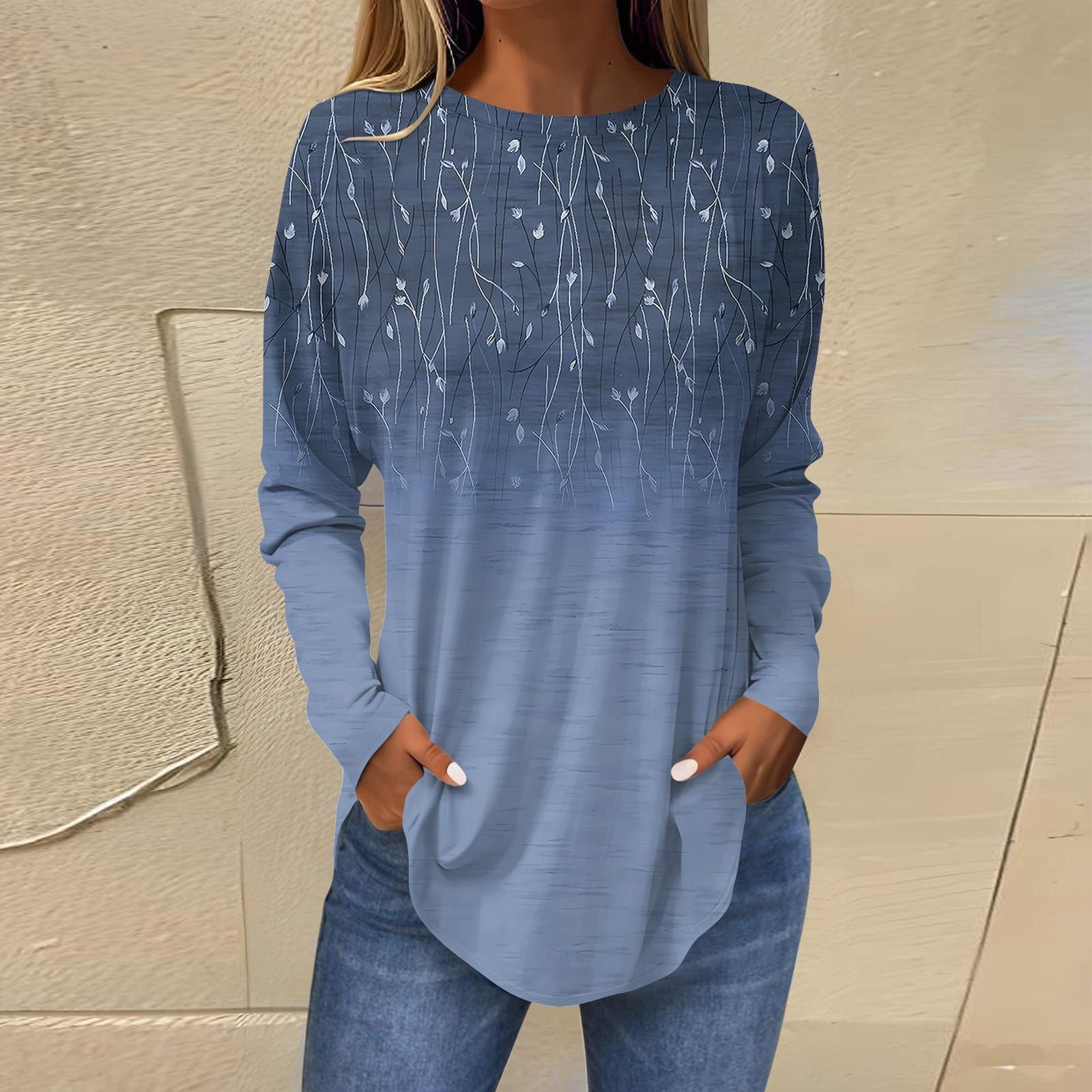 

Женская свободная футболка с длинным рукавом с круглым вырезом и принтом, верхний пуловер XXXL