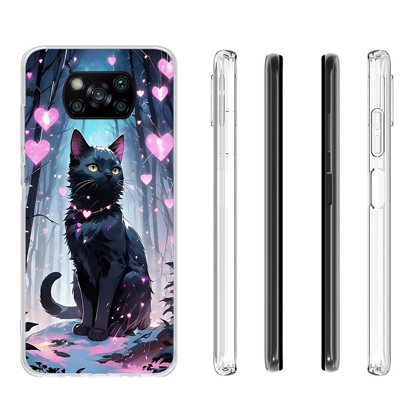 Anime Cat Rain Animal Phnoe Case for Xiaomi Poco X5 X6 X7 Pro X4 Gt F7 Ultra M8 M7 Redmi 15C 15 13C 13 12C 12 Unique Cover Coque