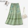ZANZEA Women Casual Elastic Waist Loose Floral Long Skirts