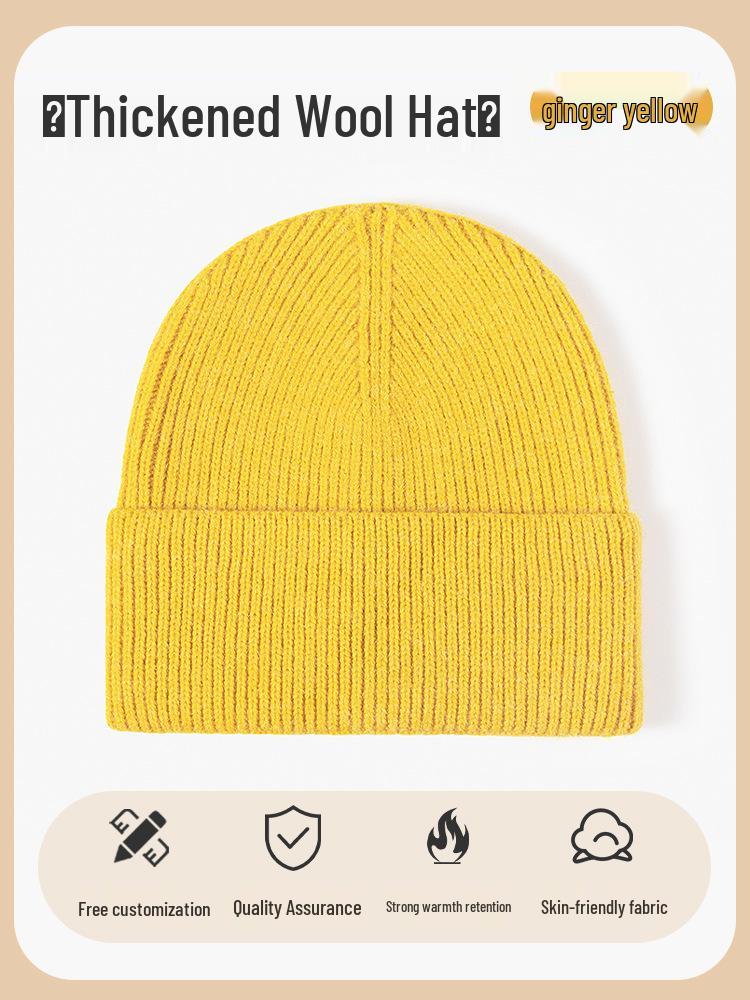 Benutzerdefinierte bestickte Herren- und Damen-Dicke Warme Strickmütze - Einfarbig, Herbst/Winter-Hut