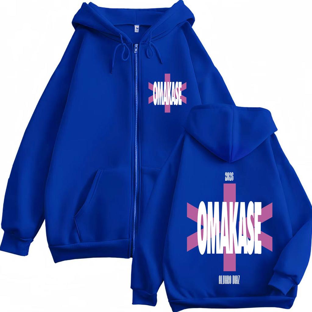 Alvaro Diaz Omakase Album Tour Print Zipper Hoodie Men Women Fashion Long Sleeves Casual Aesthetic Trend Zip Up Jacket Coat