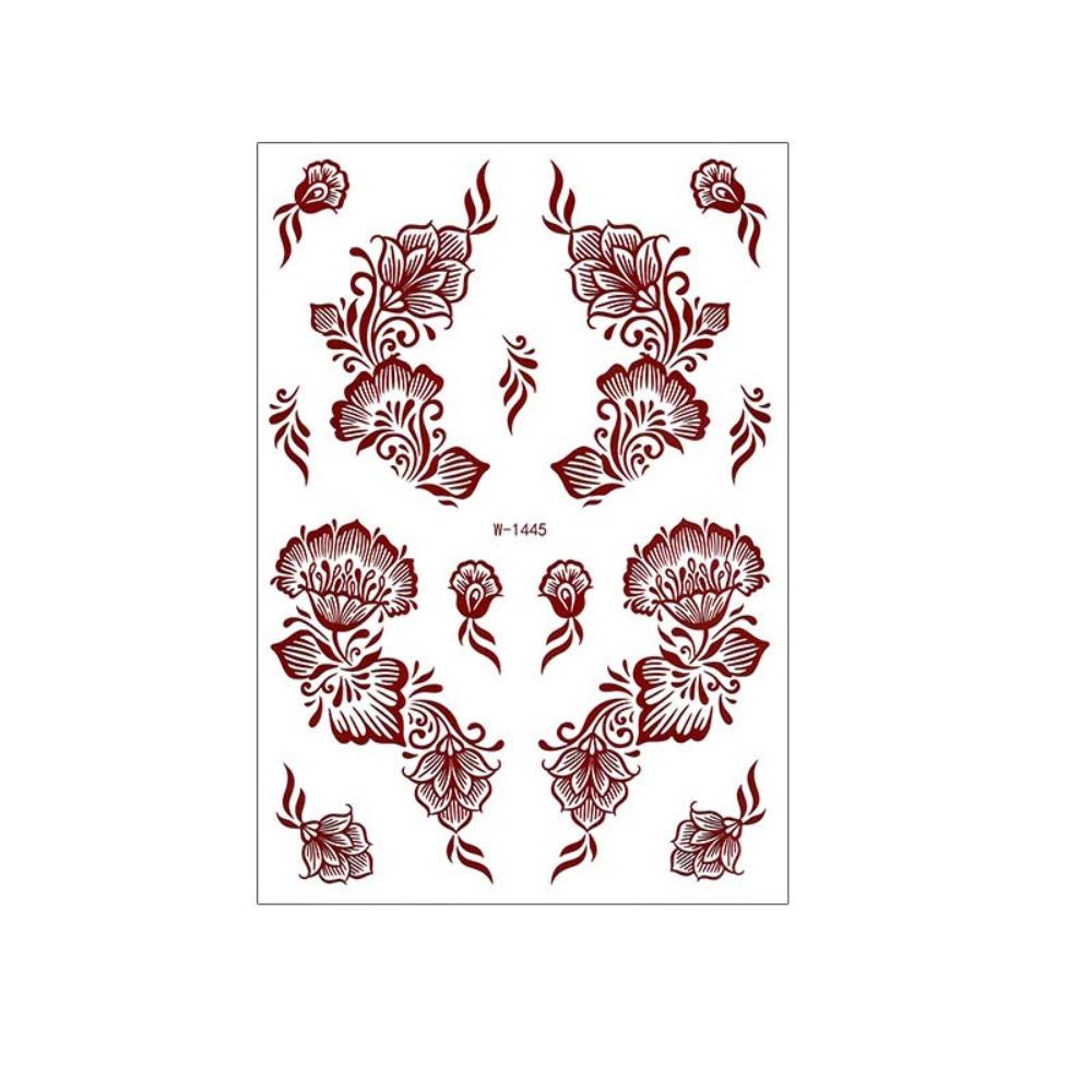 Lace Fake Tattoo Temporary Tattoo Legs Arm Red Henna Tattoo Decals Women/Lady