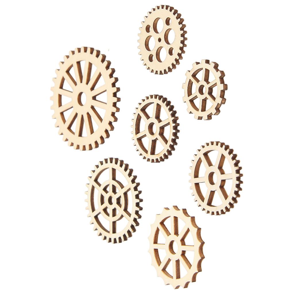 120Pcs Wooden Gear Embellishments Delicate Lightweight Gear Decoration Wood Slice Ornament