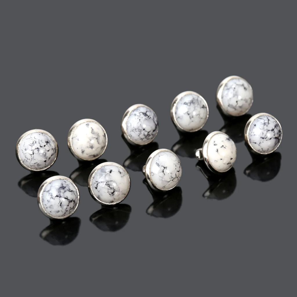 50Pcs Diameter 8.5mm Crack Turquoise Alloy Base DIY Leather Hand Craft Rapid Rivets Studs Buttons Punk Garment Decorative Rivets