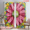 2pcs 2D Flat Printing Window Curtains Cool Flower_a Polyester Without Electricity Holiday Decorations Perfect for Photo Booths &