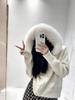 Women's Short Hooded Knitted Cardigan with Imitation Fox Fur Collar - New Autumn/Winter Fashion Style